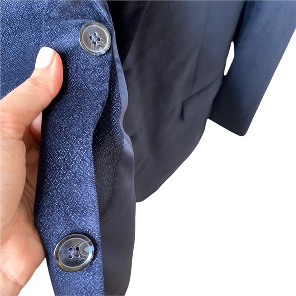 Alan Flusser Blue Textured Diamond Print Sportscoat Jacket Blazer Size 46L - Picture 9 of 9